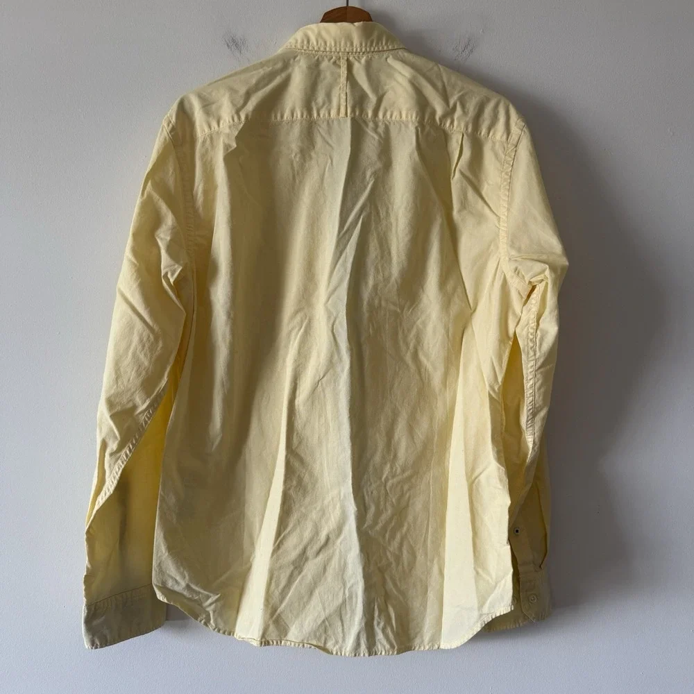 Banana Republic Shirt Mens M Camden Fit Butter Yellow Preppy Casual Office Work